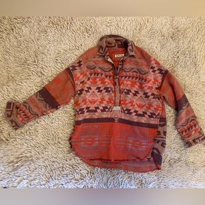 Free People sweater shirt Tunic with cool pattern. Buttons up in the front